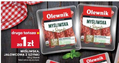 Kiełbasa myśliwska z szynki Olewnik promocja w Stokrotka