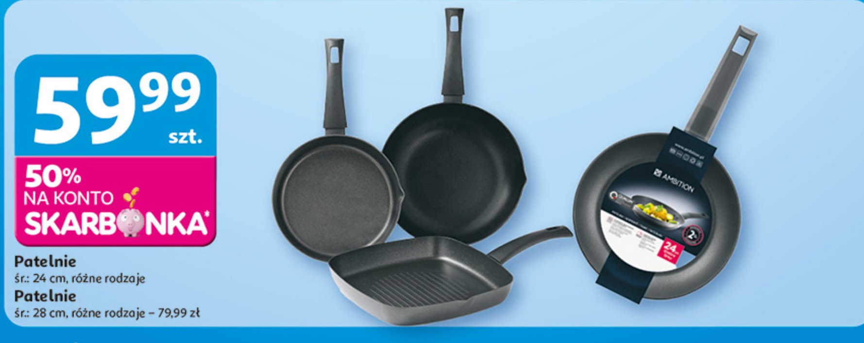 Patelnia 24 cm Ambition promocja w Auchan