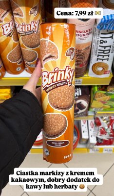 Ciastka Brinky Sandwich Biscuits z kremem kakaowym promocja w Dino