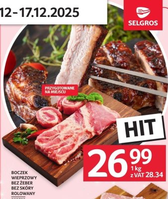 Boczek wieprzowy bez skóry rolowany promocja w Selgros