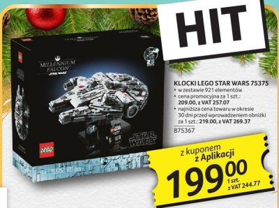 Zabawka klocki LEGO STAR WARS 75375 w zestawie 921 elementów cena promocyjna za 1 szt 209.00 z VAT 257.07 najniższa cena towaru w okresie 30 dni przed wprowadzeniem obniżki za 1 szt 219.00 z VAT 269.37 promocja w Selgros