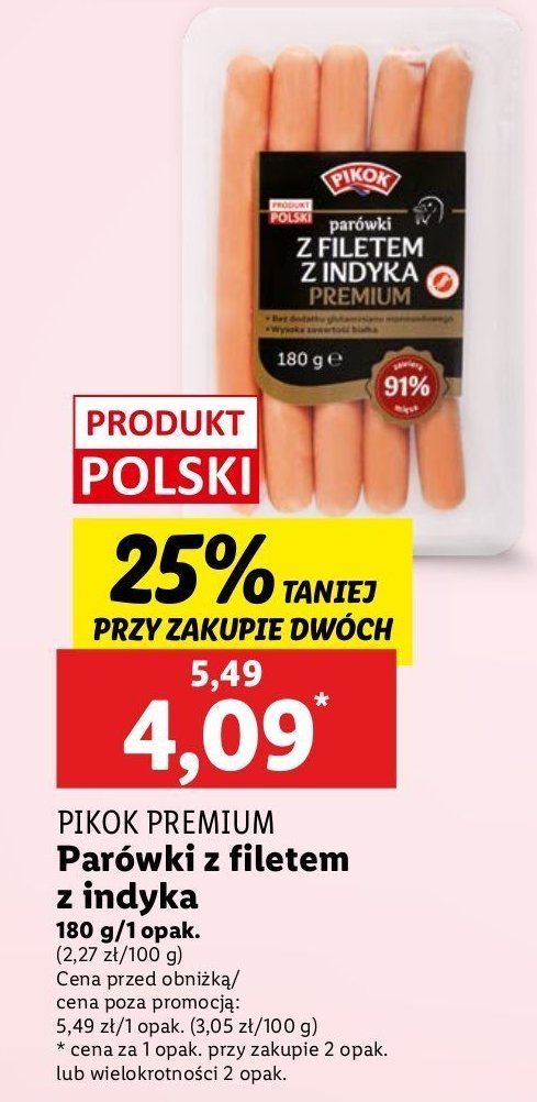 Parówki z indyka Pikok promocja