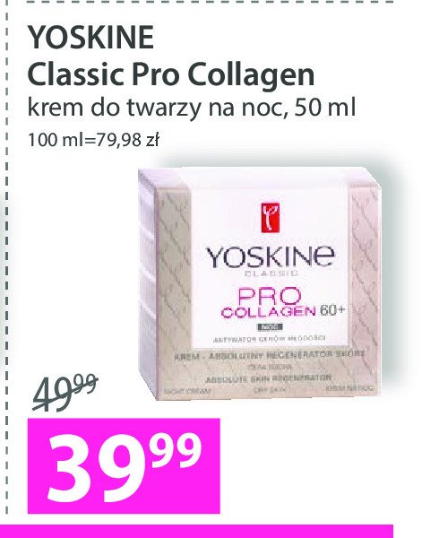 Krem na noc 60+ Yoskine pro collagen promocja