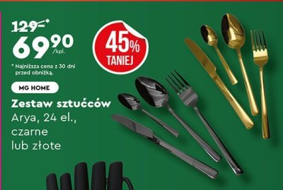 Zestaw sztućców Arya 24 el. czarne lub złote MG HOME promocja w Biedronka