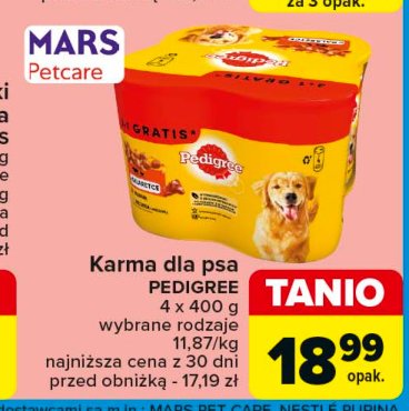 Karma dla psa wołowina + kurczak w galarecie Pedigree promocja w Carrefour Market