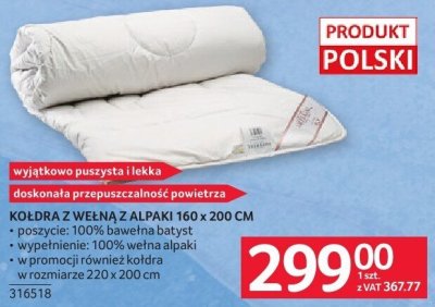 Kołdra z wełną z alpaki 160 x 200 cm promocja w Selgros