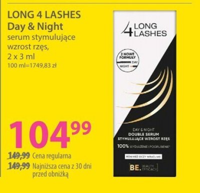 Serum stymulujące wzrost rzęs LONG 4 LASHES Day & Night 2 x 3 ml promocja w Hebe