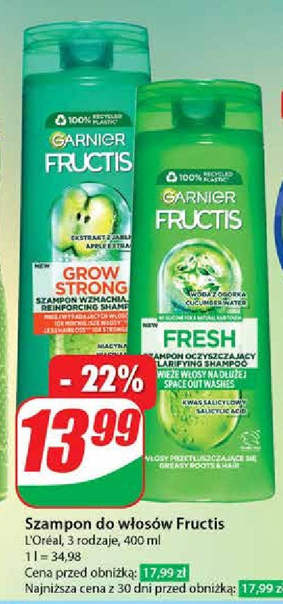 Szampon wzmacniający do włosów normalnych, szybko przetłuszczających się Garnier fructis fresh promocja