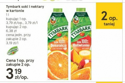 Sok pomarańczowy z cząstkami owoców Tymbark premium promocja