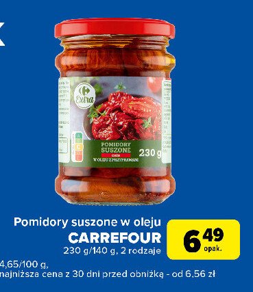 Pomidory suszone całe w oleju z przyprawami Carrefour promocja