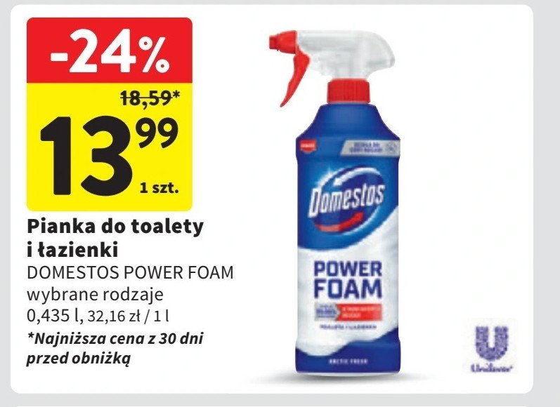 Spray czyszczący Domestos power foam promocja w Intermarche