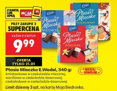 Ptasie Mleczko waniliowe w czekoladzie deserowej promocja w Biedronka