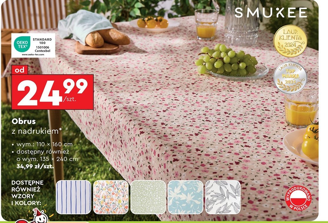 Obrus 110 x 160 cm Smukee promocja w Biedronka