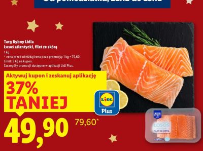 Łosoś atlantycki filet ze skórą Targ Rybny Lidla promocja w Lidl