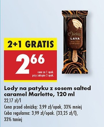 Lód salted carmel lava Marletto promocja w Biedronka