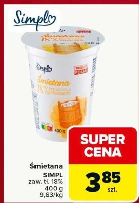Śmietana SIMPL 18% promocja w Carrefour Market