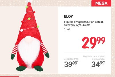 Figurka świąteczna Pan Skrzat siedzący, wys. 44 cm promocja w Rossmann