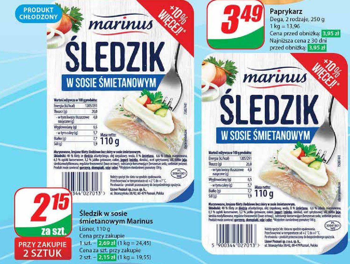 Śledzik w sosie śmietanowym MARINUS promocja