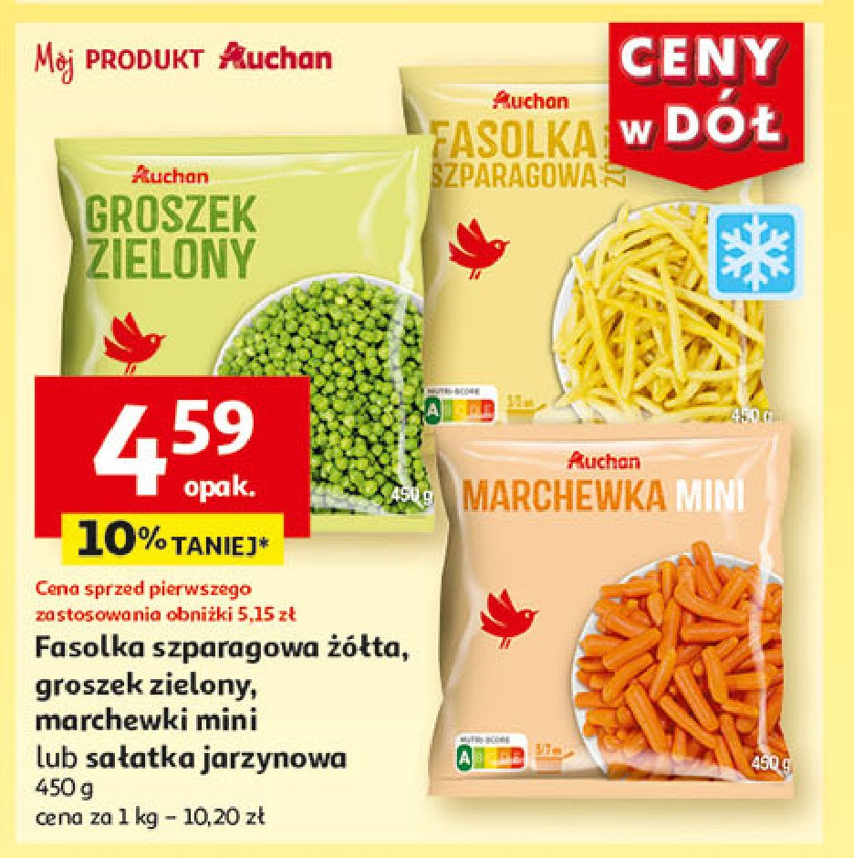 Fasolka szparagaowa żółta Auchan różnorodne (logo czerwone) promocja