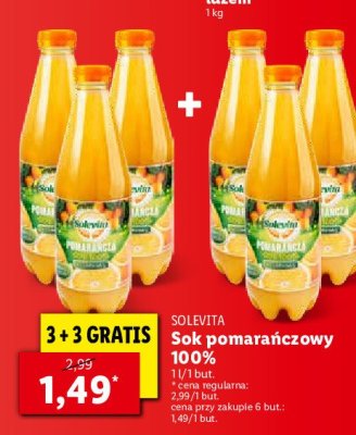 Sok pomarańczowy 100% Solevita promocja