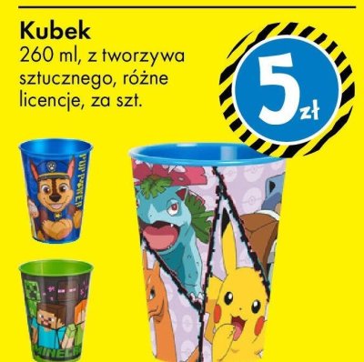 Kubek 260 ml różne licencje (Paw Patrol, Pokémon, Minecraft) promocja w Tedi