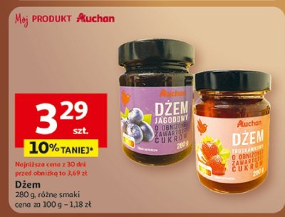 Dżem jagodowy lub Dżem z orzechów, żurawiny, bakalii promocja w Auchan