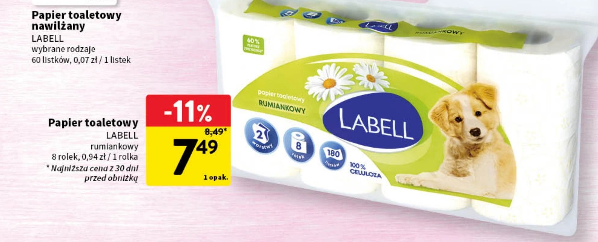 Papier toaletowy rumianek Labell promocja w Intermarche