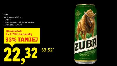 Piwo Żubr 8x500 ml promocja w Lidl