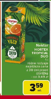 Napój pomarańcza-yuzu Hortex tropical duo promocja w Carrefour