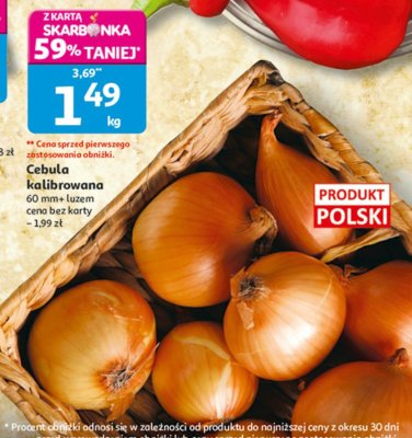 Cebula kalibrowana 60 mm+ luzem promocja w Auchan