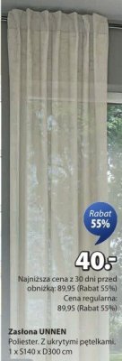 Zasłona UNNEN promocja w Jysk