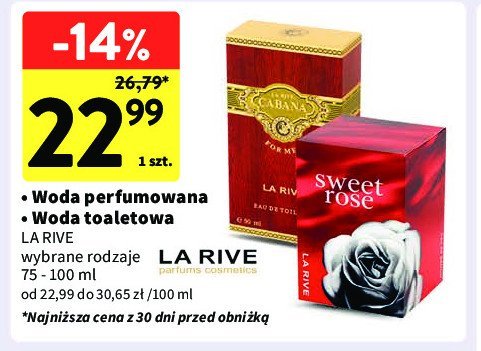 Woda toaletowa La rive sweet rose promocja