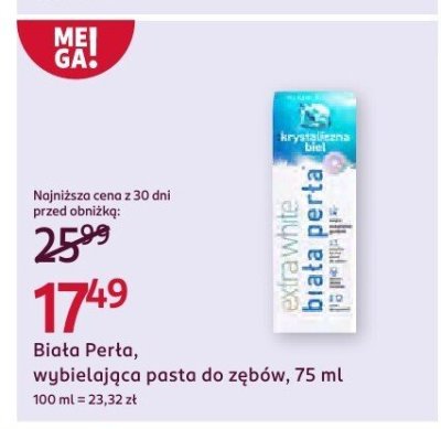Wybielająca pasta do zębów Biała Perła, 75 ml promocja w Rossmann