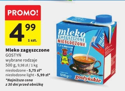 Mleko zagęszczone GOSTYŃ wybrane rodzaje promocja w Intermarche