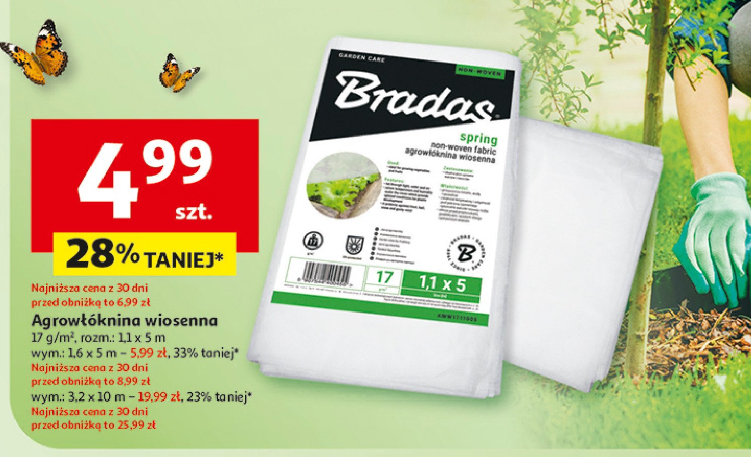 Agrowłóknina biała 1.1 x 5 m Bradas promocja w Auchan