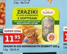 Zraziki w sosie koperkowym z kopytkami Szubryt promocja