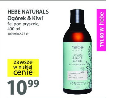 Żel pod prysznic ogórek i kiwi HEBE NATURALS promocja w Hebe