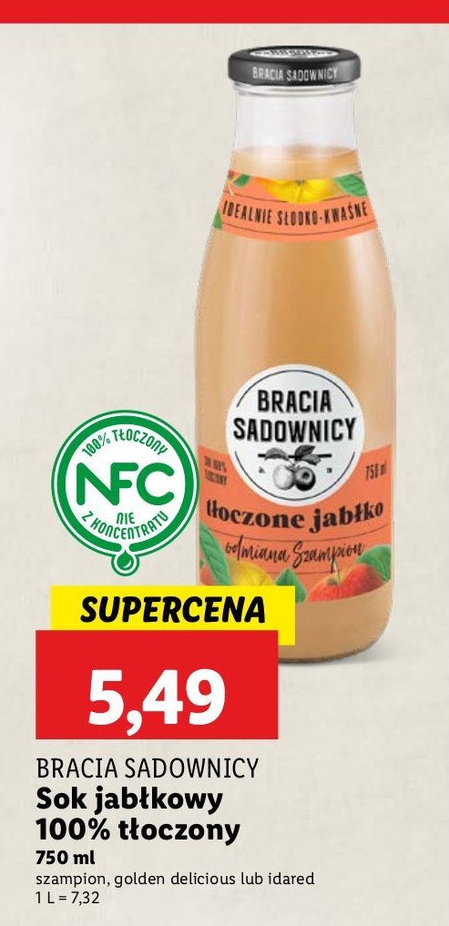 Sok tłoczony jabłko odmiana idared Bracia sadownicy promocja w Lidl