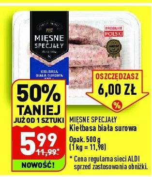 Kiełbasa biała surowa Mięsne specjały zawsze świeże (aldi) promocja