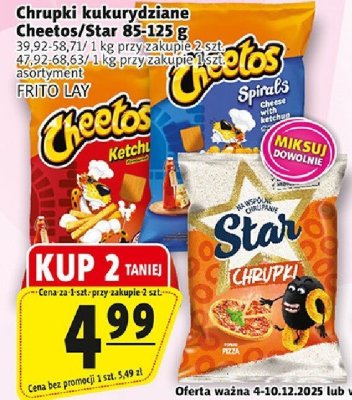 Chrupki kukurydziane Cheetos/Star 85-125 g, assortment FRITOLAY promocja w Prim Market