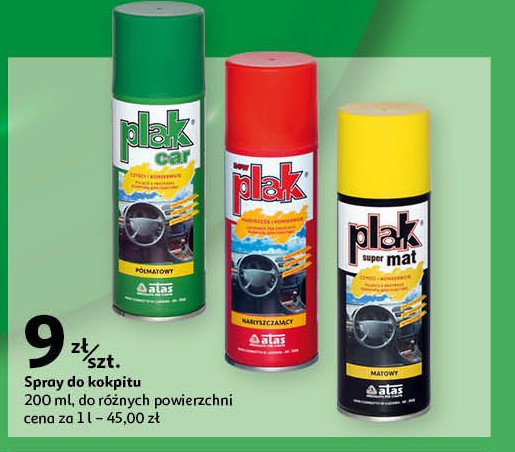 Spray do kokpitów samochodowych Plak promocja w Auchan