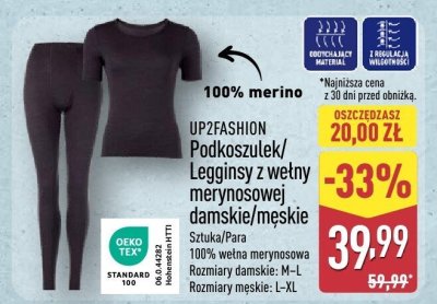 Podkoszulek/Legginsy z wełny merynosowej UP2FASHION damskie/męskie promocja w Aldi