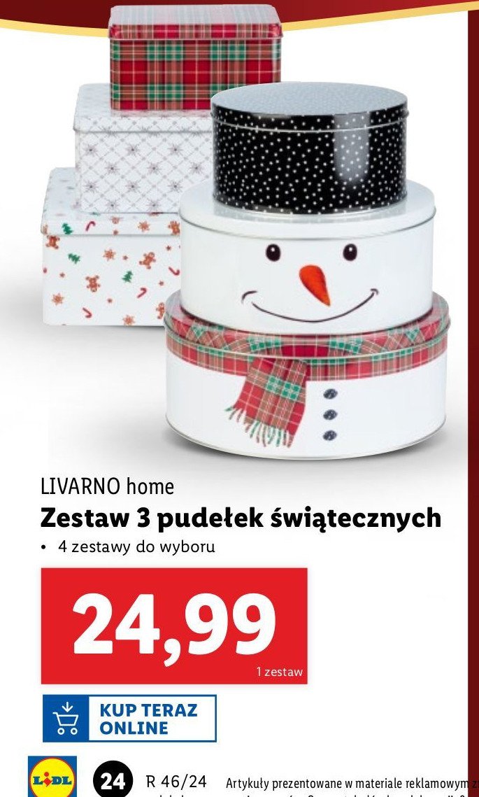 Pudełka świąteczne LIVARNO HOME promocja