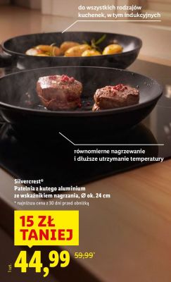 Patelnia z kutego aluminium Silvercrest ze wskaźnikiem nagrzania Ø ok. 24 cm promocja w Lidl