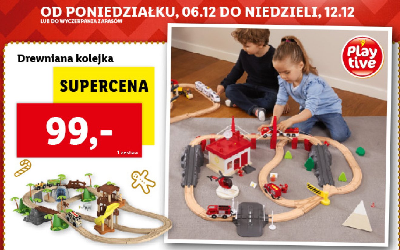 Drewniana kolejka 80 cz臋艣ci Playtive promocja