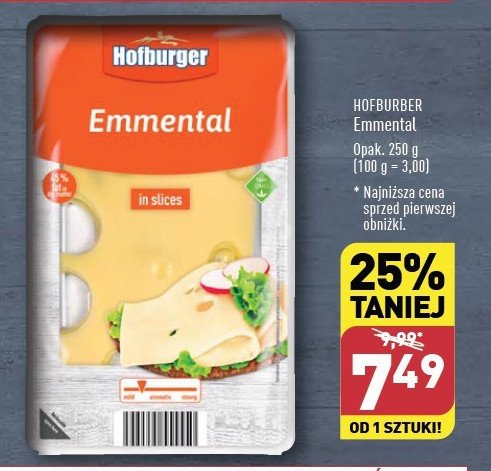 Ser emmentaler plastry Hofburger promocja w Aldi