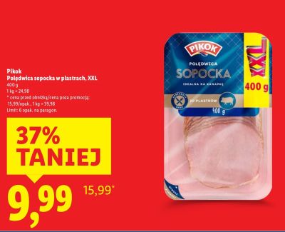 Polędwica sopocka w plastrach, XXL promocja w Lidl