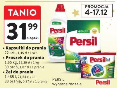 Kapsułki do prania Persil 22 szt. / proszek do prania Persil 1,65 kg / żel do prania Persil 1,485 l / 33 prań promocja w Intermarche