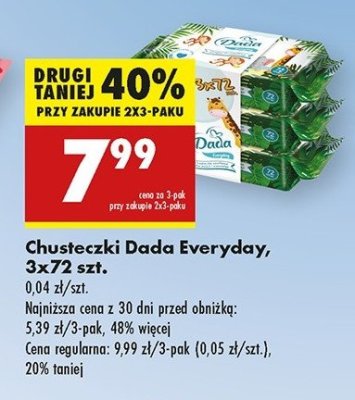 Chusteczki wilgotne naturals Dada promocja