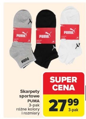 Skarpety sportowe 3-pak różne kolory i rozmiary Puma promocja w Carrefour